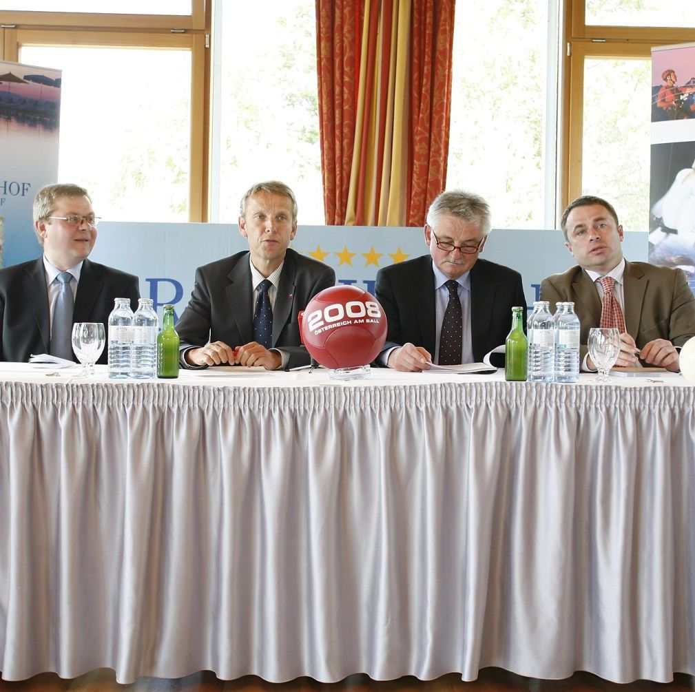 Pressekonferenz des polnischen Sportministers M. Drzewiecki und des Sportstaatsekretärs R. Lopatka in Bad Waltersdorf
